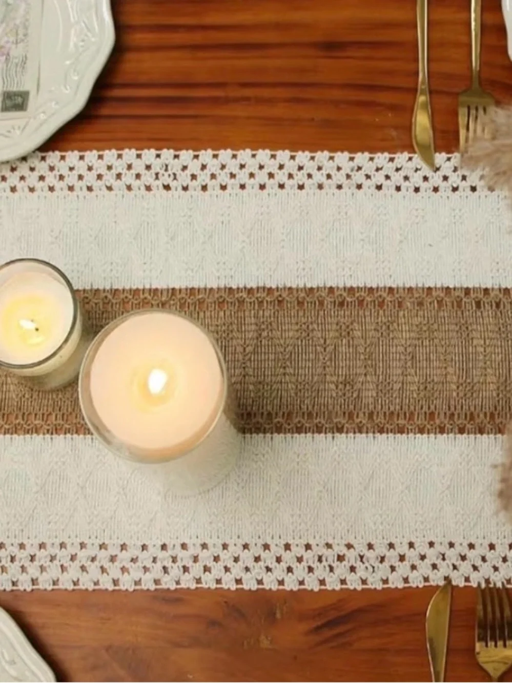 Boho Macrame Table Runner 72” Farmhouse Rustic Tassel Decor